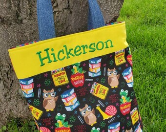 Children's Bag, School Tote, Personalized Kids Tote, School Themed Bag, Preschool Tote, Boy's Tote, Girl's  Book Bag, Kindergarten Bag