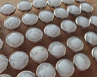 Jeu de 12 boutons-pression en marbre blanc, boutons-pression en perles, boutons-pression Pearl Snaps de 12 mm, taille 18 boutons-pression, jeu de 12 boutons-pression