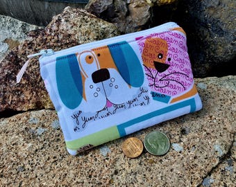 Kitty Coin Purse, Puppy Zipper Pouch, Earbud Pouch, Cat Zipper Wallet, Girls Coin Purse, Lunch Money Pouch, Dog Zip Bag
