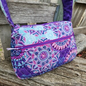Quilted Purse, Purple and Pink Purse, Purse With Outside Pocket, Purse ...