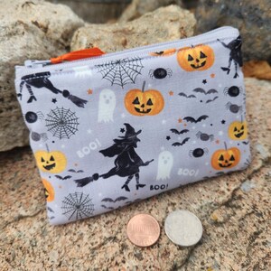 Halloween Change Purse, Cat Coin Purse, Witch Zipper Pouch, Spider Earbud Pouch, Kitty Zipper Wallet, Lunch Money pouch, Spooky card pouch image 13