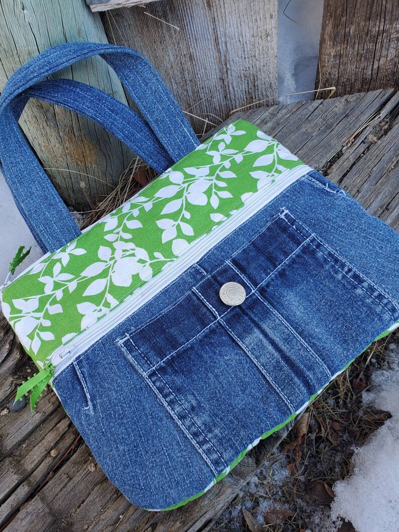 Denim Zipper Purse Ipad Carrier Teen Purse Recycled Denim Etsy