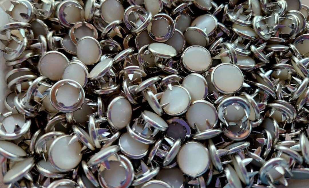 Wholesale Ivory Pearl Snaps, Bulk Set of 100 Snap Fasteners, 11.5 Mm