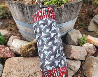 Southwest Grocery Bag Holder, Skull Plastic Bag Holder, RV Camper Decor, Aztec Bag, Housewarming Gift, Kitchen Organization