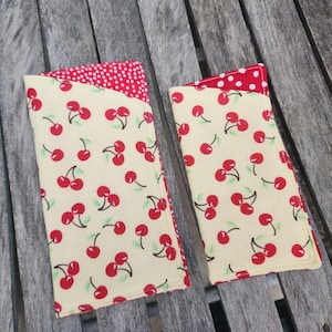 Cherry Eyeglass Case, fruit Sunglass Case, Eyeglass Case with padding, Sleeve for Reading Glasses, fabric eyeglass case, cherry gift