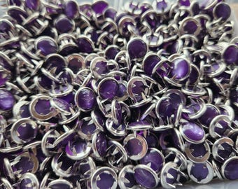 Broches de perlas moradas Acai a granel, 100 juegos de broches, broches de perlas de 11,7 mm al por mayor, botones de presión para camisas estilo western