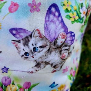 Cat Grocery Bag Dispenser, Shopping Bag Holder, Kitty Plastic Bag Keeper, Housewarming Gift, Butterfly Decor, Kitchen Organization image 2