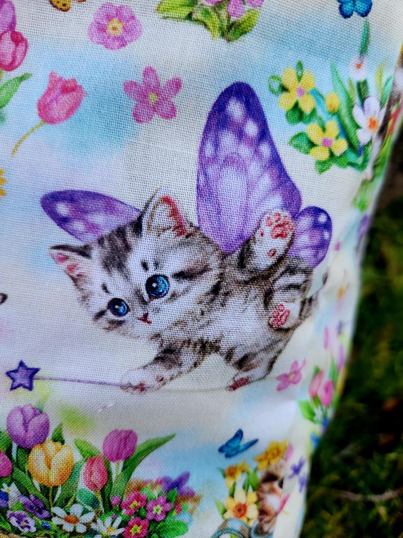 Cat Grocery Bag Dispenser, Shopping Bag Holder, Kitty Plastic Bag Keeper, Housewarming Gift, Butterfly Decor, Kitchen Organization image 2