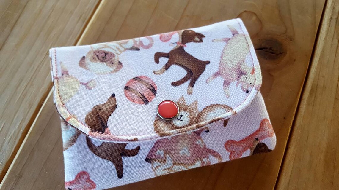 Dog Business Card Holder Small Fabric Wallet Puppy Wallet Etsy