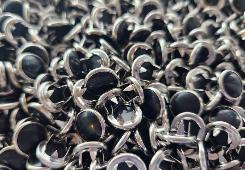 Wholesale Black pearl snaps, Bulk set of 100 Black pearl snaps, 11.5mm pearl snaps, Snap Fasteners, snap buttons, western snaps image 1