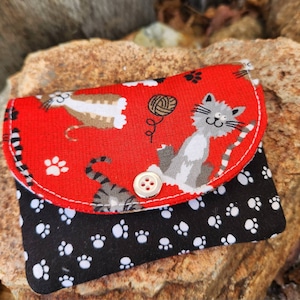 Tarjetero de gatito, billetera pequeña para gatos, billetera con temática de mascotas, billetera pequeña de bolsillo, regalo de veterinario, tarjetero, billetera con cremallera