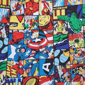Avengers fabric, cotton fat quarter, incredible hulk fabric, captain america fabric, thor fabric, avenger comic book fabric, iron man fabric