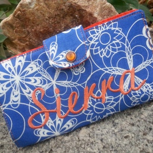 Personalized  Blue Floral Checkbook Cover, Blue Floral Wallet, Monogrammed Checkbook