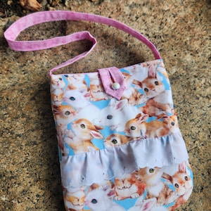 Bunny Toddler Purse, Easter Little Girl's Purse, Purse with Ruffle, Easter Purse, Flower Girl Purse, small toddler purse, first purse