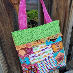 Toddler Puppy Tote, Toddler Tote Bag, Little Girls clutch purse, Preschool Bag, Toy Bag, Toddler Overnight Bag, puppy tote