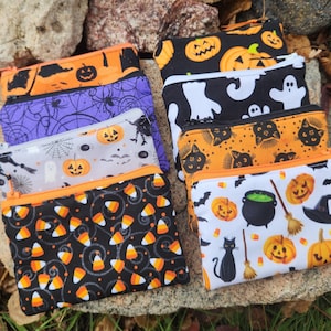 Halloween Change Purse, Cat Coin Purse, Witch Zipper Pouch, Spider Earbud Pouch, Kitty Zipper Wallet, Lunch Money pouch, Spooky card pouch image 1