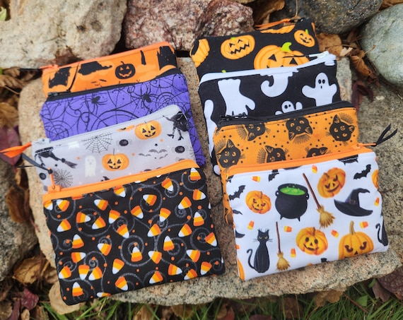 Halloween Change Purse, Cat Coin Purse, Witch Zipper Pouch, Spider Earbud Pouch, Kitty Zipper Wallet, Lunch Money pouch, Spooky card pouch