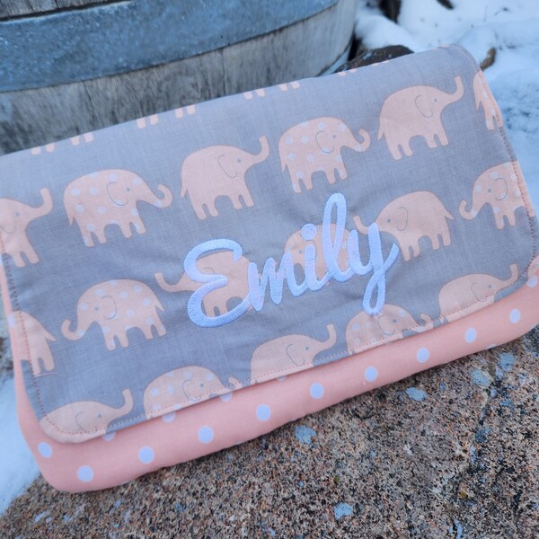 Elephant Diaper Clutch, Girl's Wet Wipe Case, Personalized Diaper Bag Organizer, Diaper Clutch, Baby Shower Gift, Grab & Go Baby Clutch