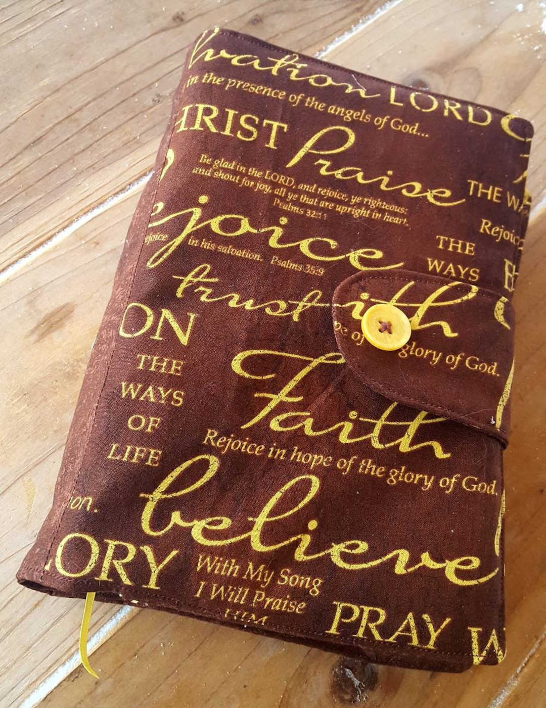 Religious Fabric Bible Cover, Brown Bible Cover, Fabric Bible Case