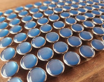 Cornflower Blue Pearl Snaps, 13 Snap Sets, 11.7 mm Pearl Snap Fasteners, Western Shirt Snaps, Button Replacements, Medium Blue Snaps