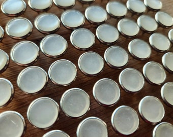 Antique White Pearl Snaps, 13 Snap Sets, 11.5 mm Off White Clear Pearl Snap Fasteners,  Western Shirt Snap Buttons