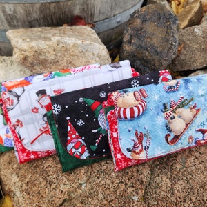 Christmas wallet, Snowman Billfold, Fabric Wallet, Ladies Wallet, Gnome Wallet ,Ladies ID Wallet, Wallet with snap, handmade wallet,