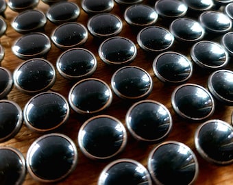 Solid Black Pearl Snaps with Dark Rims, 12 Snap Sets, 11.5 mm Solid Black Pearl Snaps,  Snap Fasteners, Snap Buttons, Western Shirt Snaps