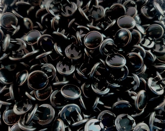 Bulk Solid Black Pearl Snaps with Dark Rims, 100 Snap Sets, Wholesale 11.5 mm Snap Fasteners, Western Shirt Snaps, Button Replacements