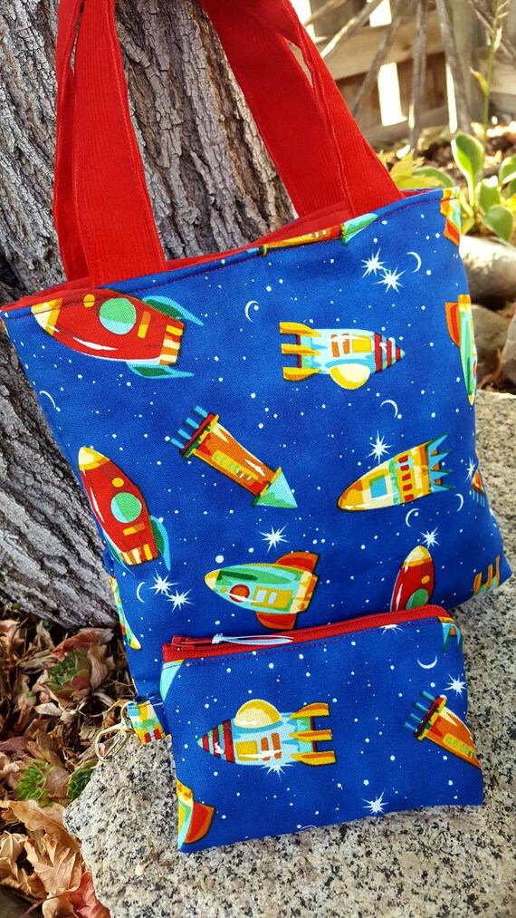 Rocket Tote Toddler Toy Bag Rocketship Tote Boys Tote Bag Etsy