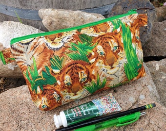 Baby Tiger Pencil Case, Personalized School Supply Bag, Tiger Cosmetic Bag, tiger gift, Makeup bag, Cash pouch, Kids school pouch