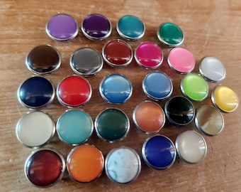 Color Sample Pack of pearl snaps, Variety Pack of 27  Snaps, 11.5 mm snaps, and 11.7 mm Pearl Snap Fasteners, Western Snaps, Snap Assortment