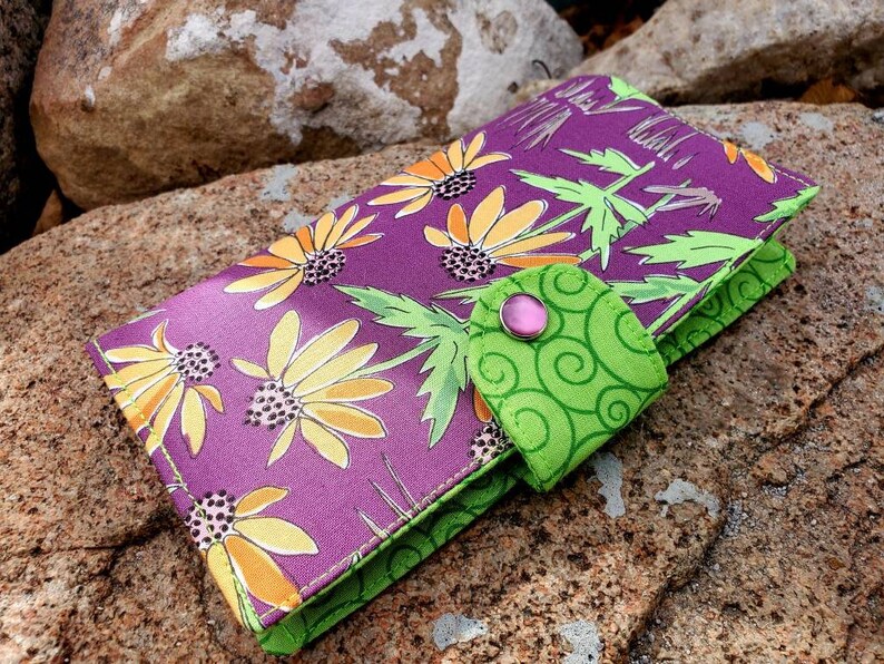 Purple Floral Checkbook Cover Daisy Checkbook Purple Coupon Etsy