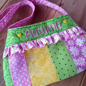 Personalized Toddler  Purse, Easter Purse, Patchwork Toddler Purse, Flower Girl Purse, Little girls fabric purse, first purse fabric purse