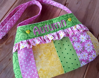 Personalized Toddler  Purse, Girl's Easter Purse, Patchwork Toddler Purse, Flower Girl Purse, Little girls fabric purse, first purse