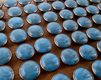 Turquoise Marble Pearl Snaps, 13 Snap Sets, 11.7 mm Pearl Snap Fasteners, Western Shirt Snaps, Snap Buttons, Southwest Blue Snaps