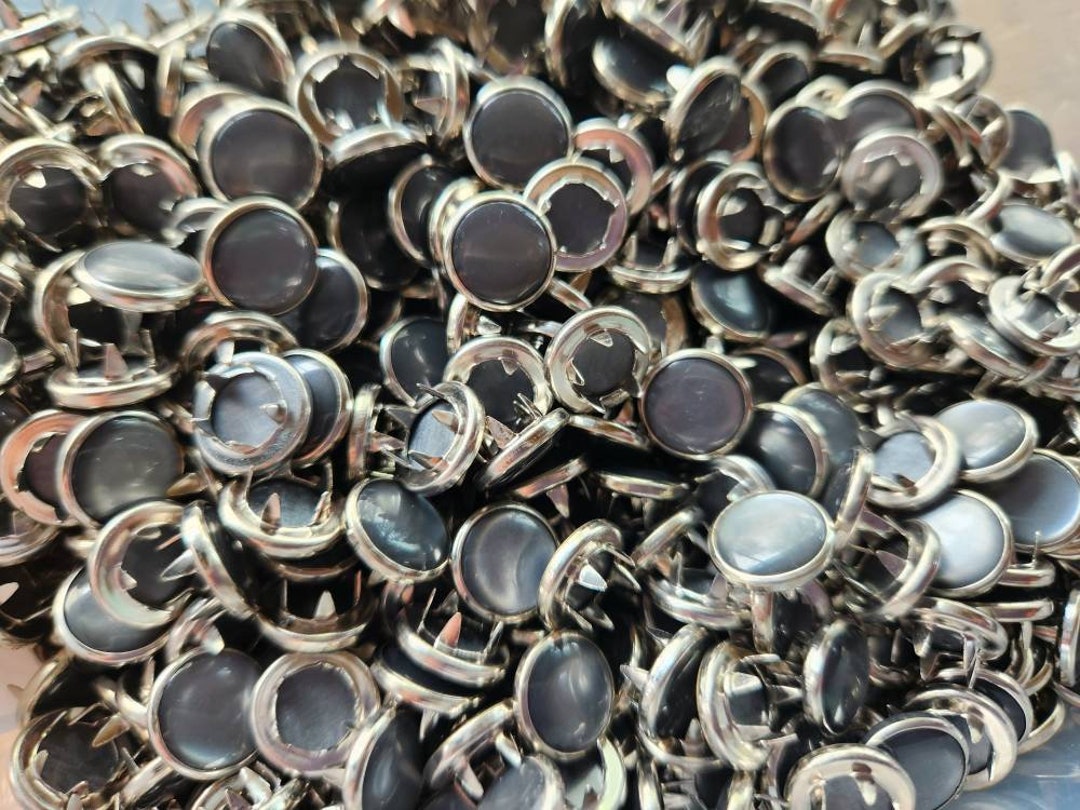 Wholesale Pewter Pearl Snaps, Bulk 11.5 Mm Snaps, Dark Gray Snaps, Set