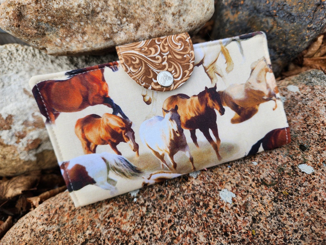 Horse Checkbook Cover, Horse Gift, Fabric Checkbook, Ladies Checkbook