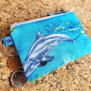 Monedero de monedas de delfines, billetera con cremallera, monedero de monedas personalizado, bolsa de auriculares, monedero de cambio de delfines, bolsa de tarjeta de crédito, monedero de monedas de vida marina