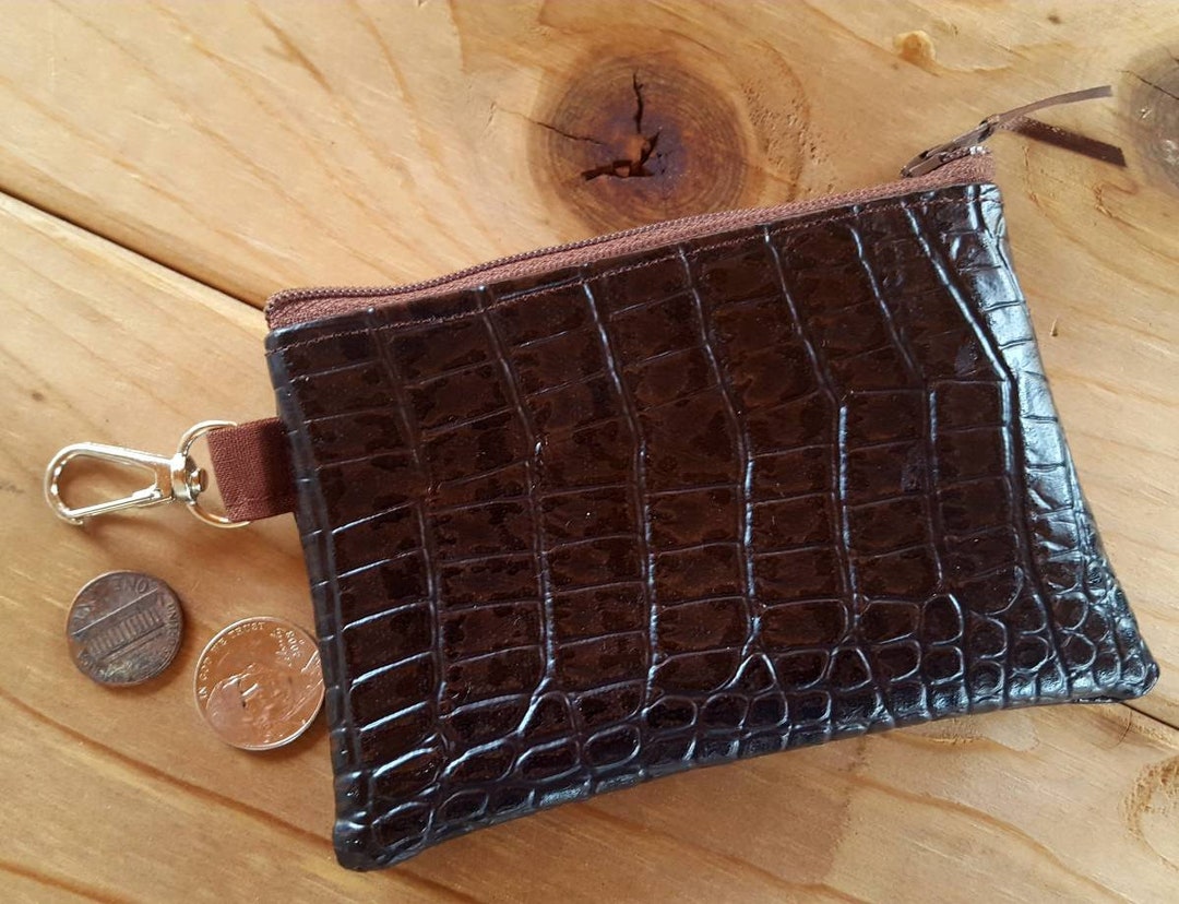 Faux Crocodile Coin Purse, Lunch Money Zipper Bag, Tooled Zipper Bag ...