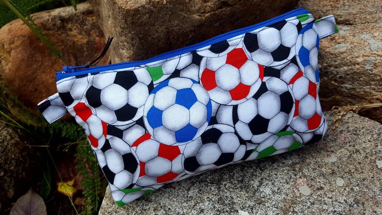 Soccer Pencil Pouch Soccer Cosmetic Bag Soccer Zipper Bag Etsy