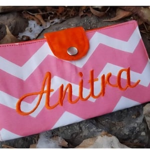 Personalized Chevron Checkbook Cover, Monogrammed Checkbook Case, Checkbook with Name, Fabric Snap Checkbook, Gift for Mom