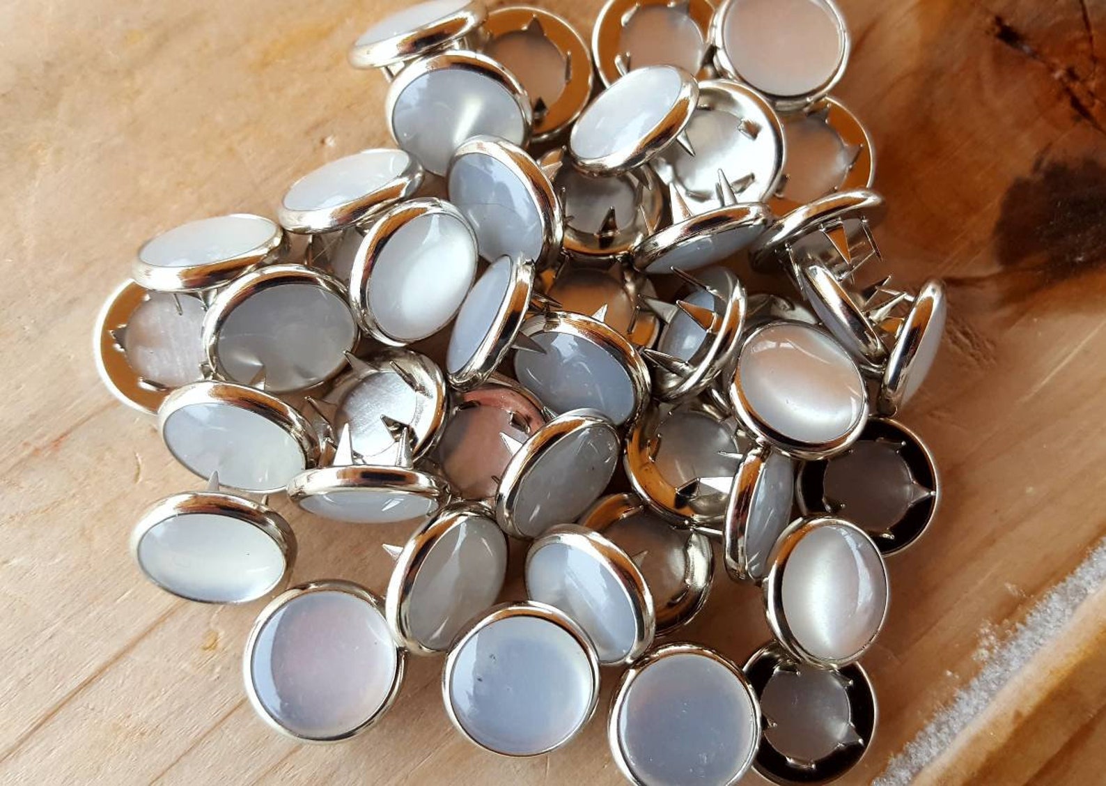 White Pearl Snaps Pearl Snap Fasteners Set of 10 Snaps 12 Etsy