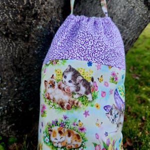 Cat Grocery Bag Dispenser, Shopping Bag Holder, Kitty Plastic Bag Keeper, Housewarming Gift, Butterfly Decor, Kitchen Organization image 3
