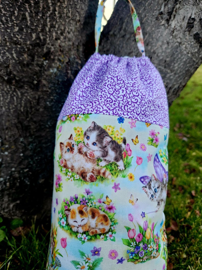 Cat Grocery Bag Dispenser, Shopping Bag Holder, Kitty Plastic Bag Keeper, Housewarming Gift, Butterfly Decor, Kitchen Organization image 3