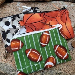 Monedero deportivo, bolsa de monedas de béisbol, billetera con cremallera para niños, bolsa de monedas de fútbol, bolsa para auriculares, bolsa con cremallera de softbol, bolso de cambio para niños