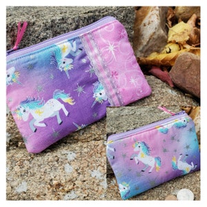 Unicorn Coin Purse, Change purse,  Zipper Wallet, Change Purse, Ear Bud Pouch, Zipper Bag, Unicorn pouch