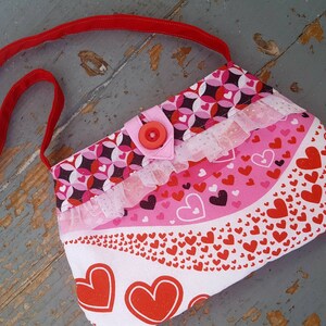 Little Girl&#39;s Purse, Valentine&#39;s Day Toddler Purse, Girl&#39;s  fabric Heart Purse, Pink Red handmade  Purse, Heart Purse, Flower Girl Purse