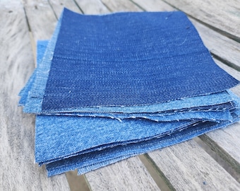 25 Denim squares, 6x6 denim patches, , denim craft supplies, recycled denim, repurposed jeans, quilting squares