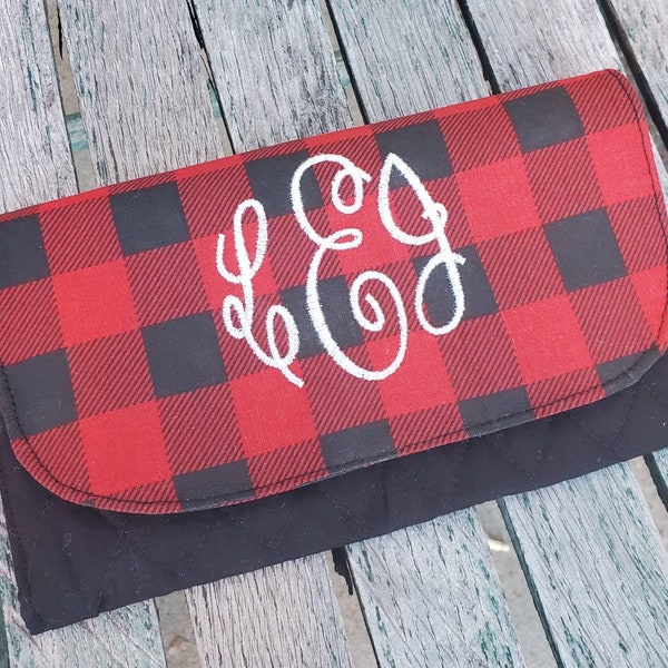 Red Buffalo Plaid Ladies Wallet, Red & Black checkbook holder, Black  Plaid Billfold, Fabric Wallet, Ladies Billfold