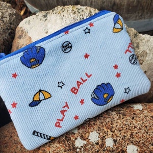 Monedero de moneda de béisbol, billetera con cremallera para niños, monedero de cambio deportivo, bolsa para auriculares, bolsa de béisbol